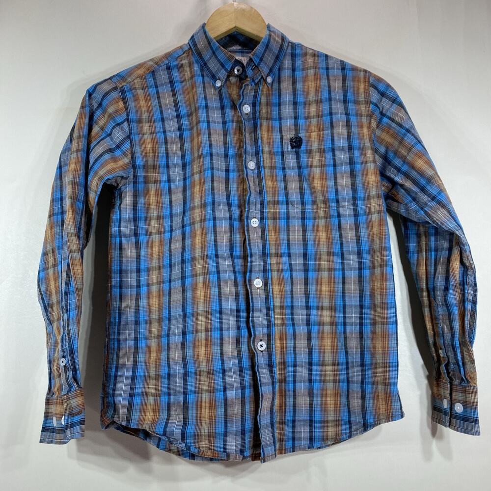 Cinch Blue and Brown Plaid Short Sleeve Tee